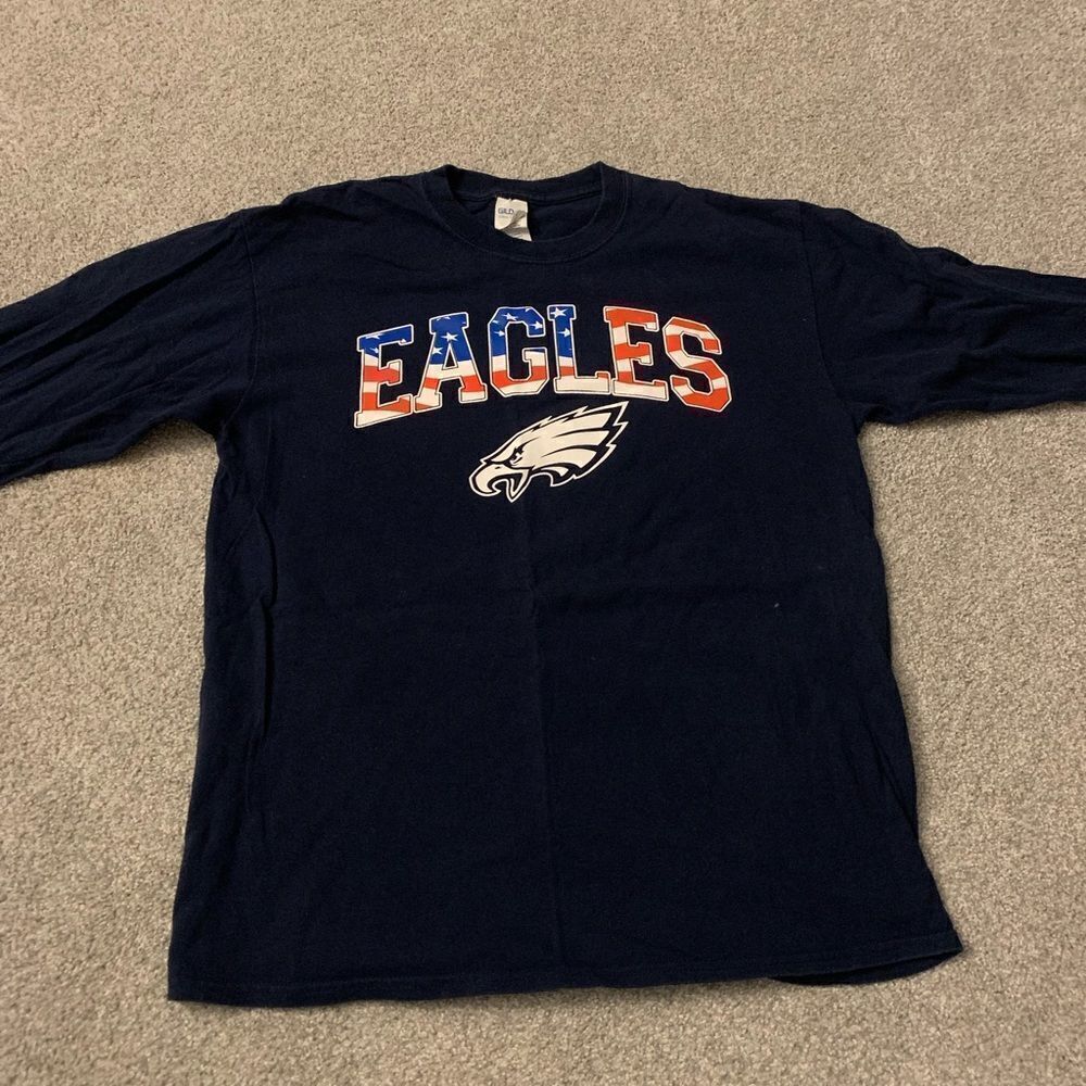 Gildan Philadelphia Eagles USA Patriotic Navy Blue Long Sleeve T-shirt - Picture 2 of 4